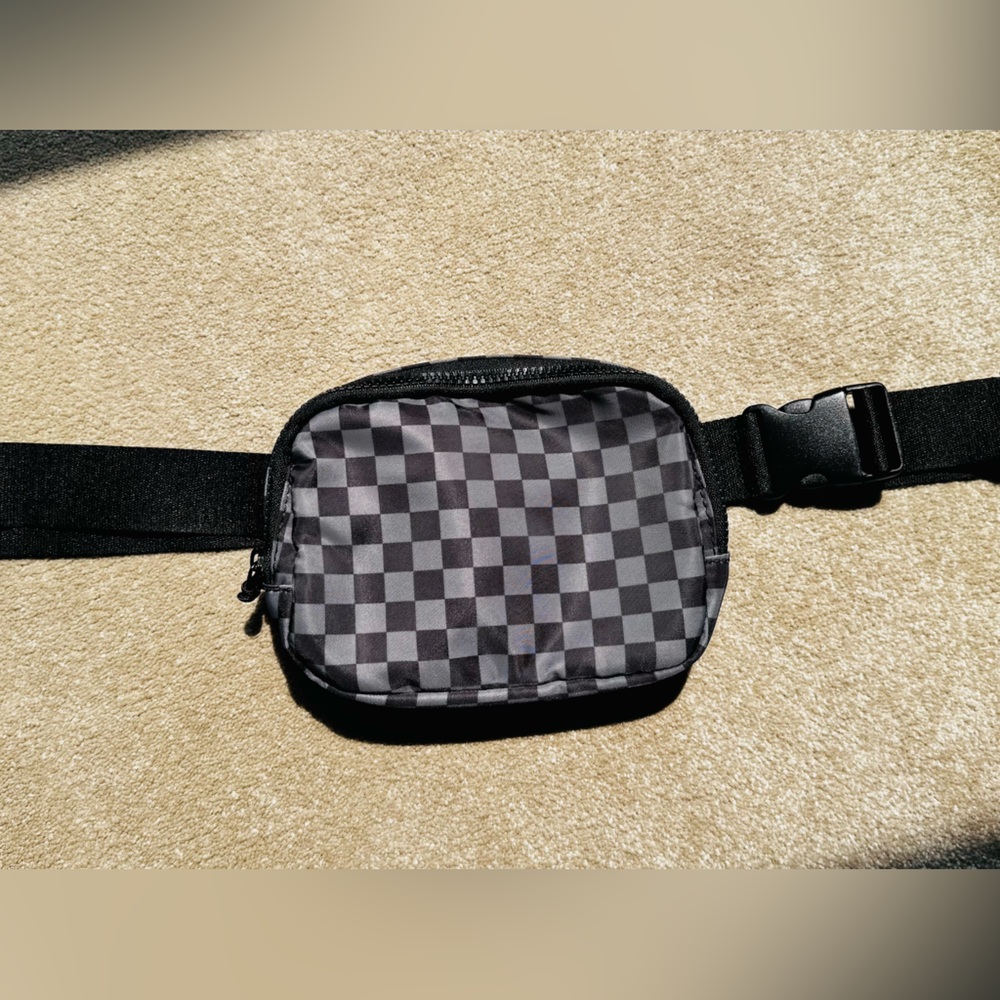 Maurices Black and Gray Checkered Crossbody Bag